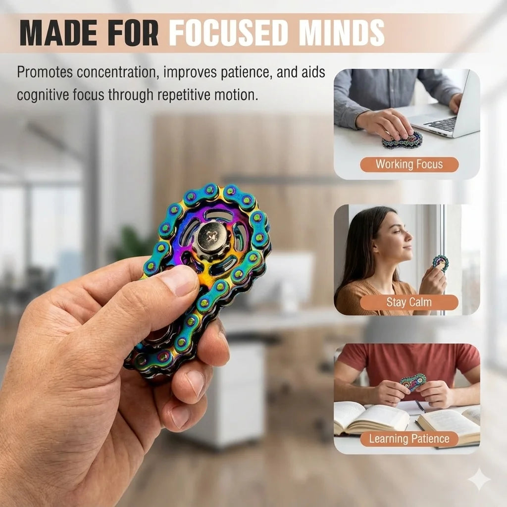 The Kinetic Gear-Link | Industrial Metal Fidget & Focus Anchor